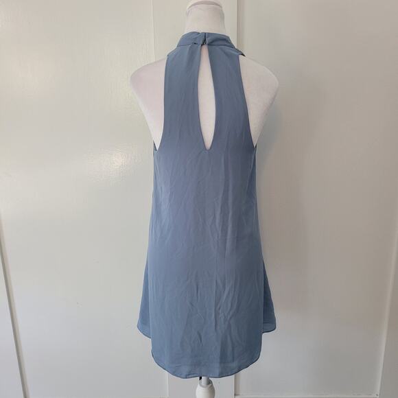 Lulus Size S Groove Thing Slate Blue Swing Dress Halter Neckline Flowy Casual - Picture 5 of 11